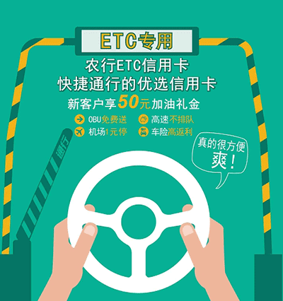 农业银行信用卡购车险,ETC卡享最高64折保费